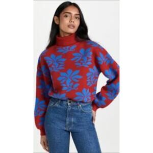 RHODE Red and Blue Floral Sweater